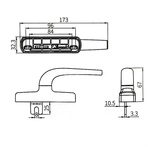 Maniglia per Finestra in Alluminio CZH66