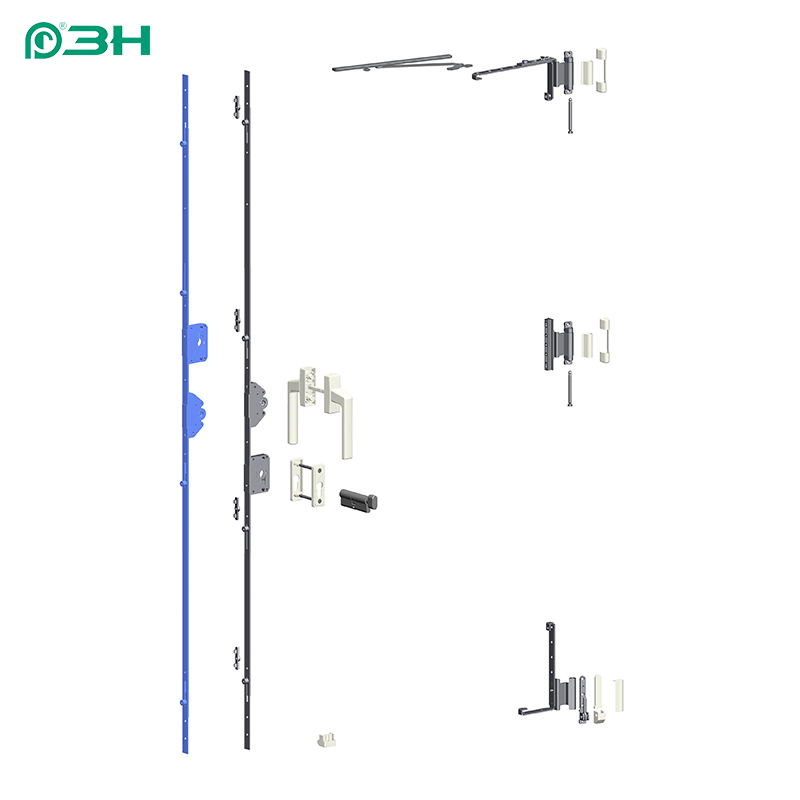 Sistema hardware per porte a battente UPVC con scanalatura a U 