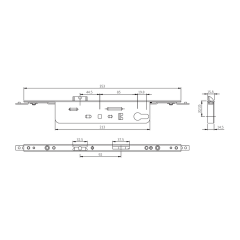 Corpo serratura solido personalizzato in acciaio inossidabile P8535/P8530