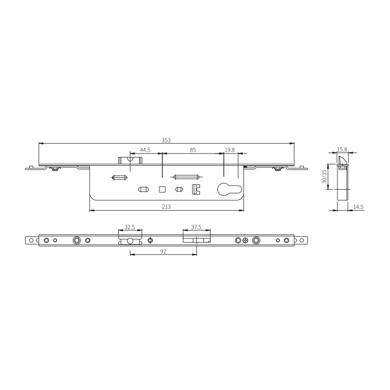 Corpo serratura solido personalizzato in acciaio inossidabile P8535/P8530