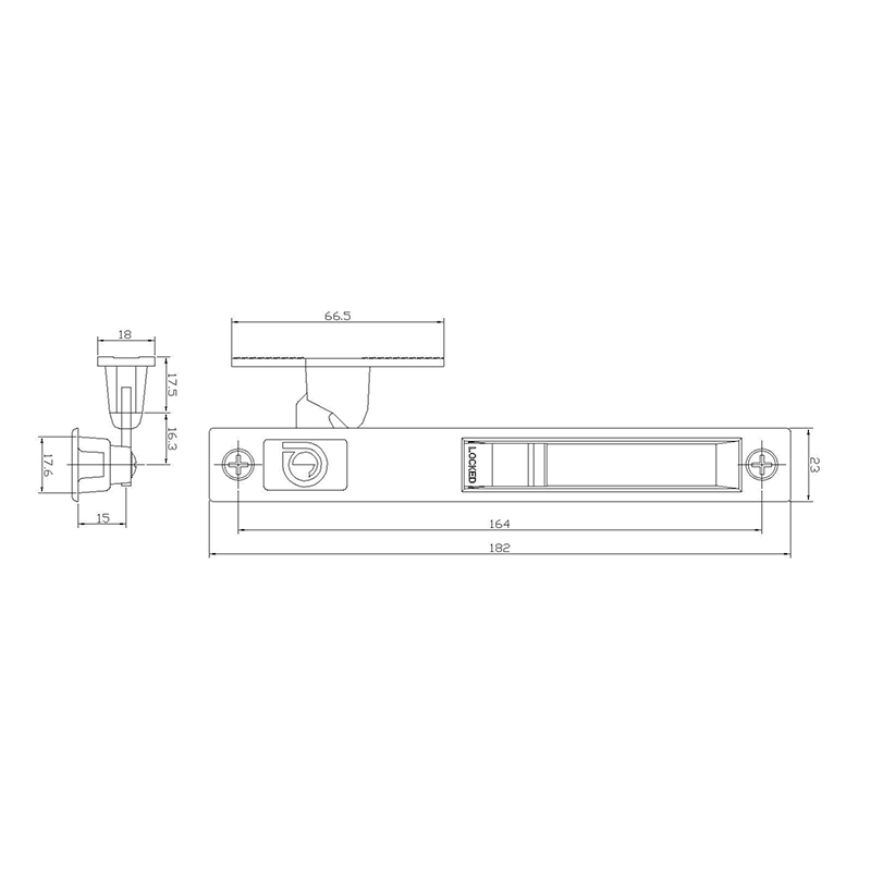 Serratura a scrocco scorrevole quadrata STG12 