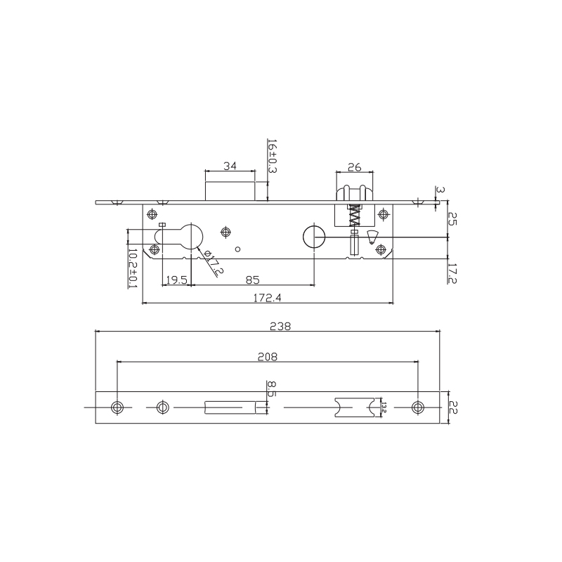 Corpo serratura porta 2585C-3SS/3585C-3SS