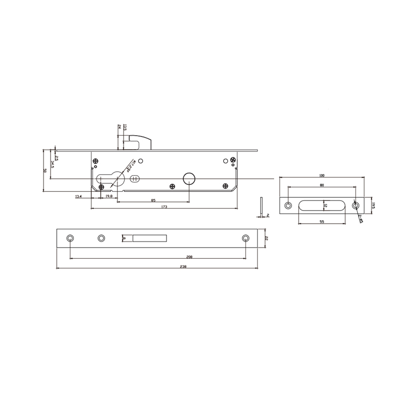 Corpo serratura porta 2585A-3SS/3585A-3SS