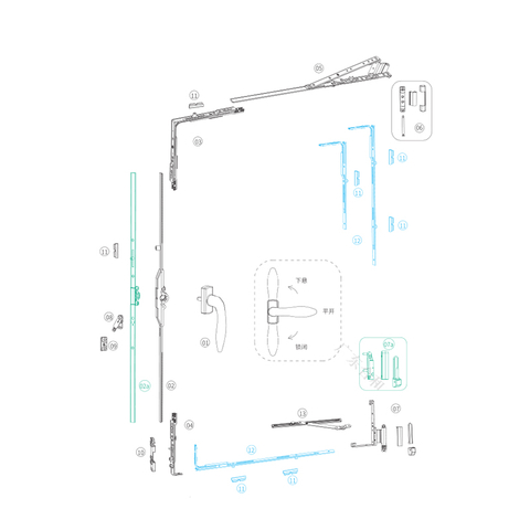 Sistema hardware anta-ribalta di alta qualità per UPVC Windows PXS01