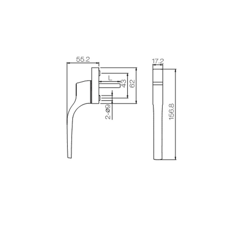 Maniglia piccola in lega di alluminio di alta qualità per finestre e porte a battente in UPVC PCZ03