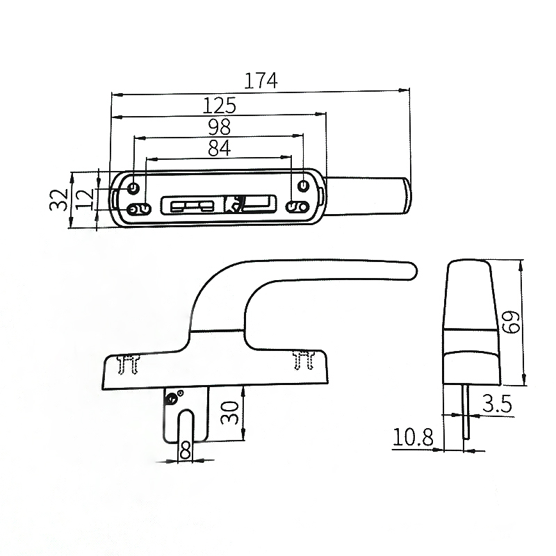 Maniglia per Finestra in Alluminio CZH26A