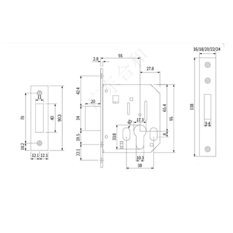 Corpo serratura porta serie 55
