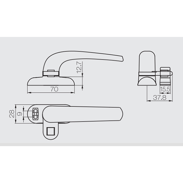 Maniglia camlock ZY15 per finestra a battente con sospensione superiore in lega di alluminio