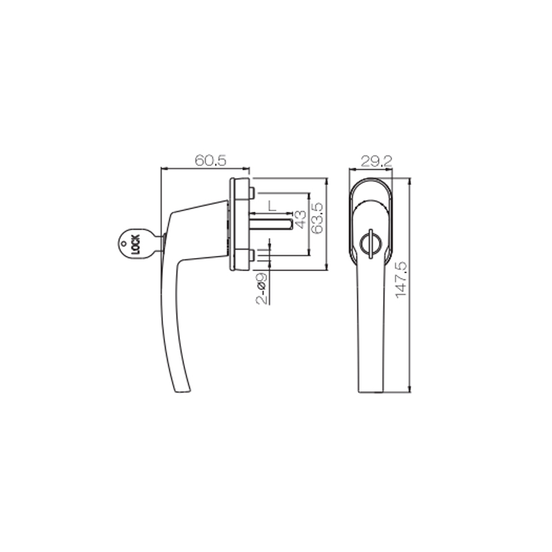 Maniglia moderna UPVC per porta battente in lega di alluminio PCZ13B