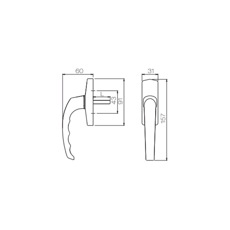 Maniglia moderna UPVC per porta con cerniera in lega di alluminio PCZ12