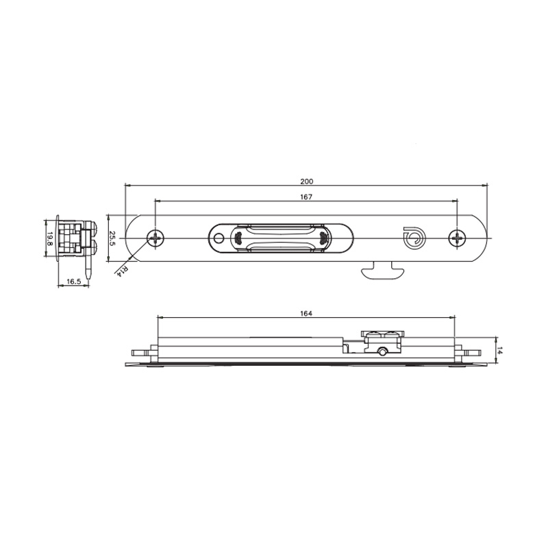 Serratura con scrocco scorrevole STG35